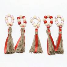 Valentine'S Day Wooden Bead Tassel Napkin Rings Decoration - Multicolor - View 6