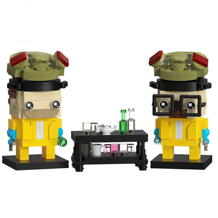 401件玩具組,電視劇《破壞之王》積木搭建套裝,配有2個角色、辦公桌、迷你容器,可diy喜愛的卡通場景,為成年粉絲提供禮物/生日/派對裝飾等用途 - 黃色 - 查看 1