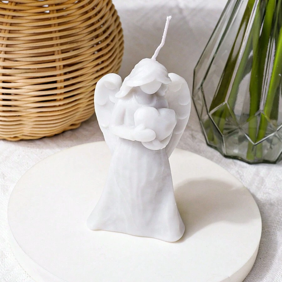 心形和天使形香氛蠟燭,情人節和生日的浪漫創意禮物 - SKU-02-愛心天使(灰色) - 查看 1