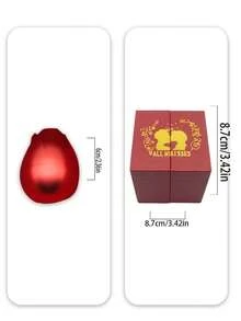 1pc Valentine's Day Adjustable Metallic Rose Flower Gift Box With Rose Necklace, Pendant, Ring Storage Compartment - Red - View 5