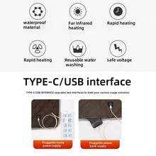 1pc Usb Intelligent Small Seat Heating Pad, 3-Level Temperature Control, Easy To Clean, Type-C Interface/Usb Power Cable Dual Power Supply, Suitable For Chair, Dining Chair, Bed Heating Pad, Multifunctional Design For Keeping Warm Anytime - Dark Grey - View 3