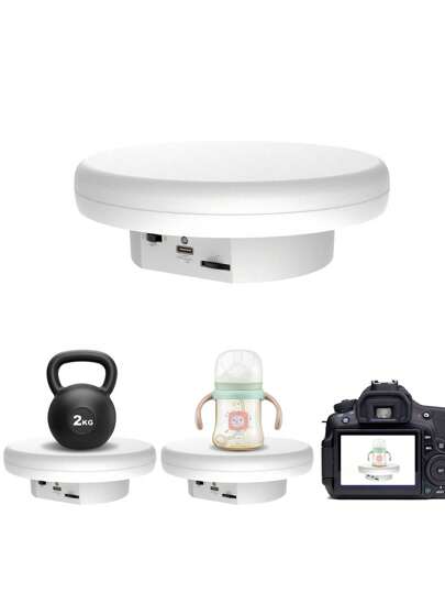 6.3inch/16cm Electric Turntable For 360 Degree Panoramic Shooting,Load  4.4lb/2kg,360 Degree Adjustable Speed Revolving Base For Photography,Jewelry,3D Models,Watch, Battery/USB Power Supply,Motorized Turntable