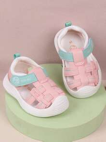 Unisex Toddlers' Closed Toe Anti-Slip Soft Sole Breathable Hook & Loop Flat Sandals For Summer - Pink - View 2