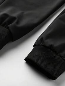 青少年男孩2入組酷街風格標語印花連帽衫和縮口褲,秋冬休閑運動服裝 - 黑色 - 查看 7