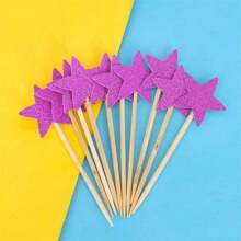 10 件裝星形蛋糕裝飾套裝,派對烘焙甜點裝飾 - 紫色 - 查看 4