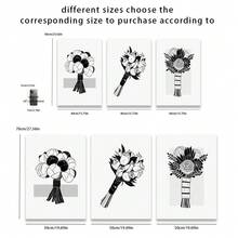 3入組情人節主題帆布印花海報,高端黑白花束,浪漫優雅風格,適用於客廳,臥室,沙發背景裝飾,門廳,櫥櫃,桌面裝飾,男女皆宜的禮物,家居裝飾,壁藝裝飾,可更換畫作,不帶框,以pvc管包裝安全運輸 - 彩色 - 查看 3