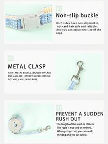 1set Pet Chest And Back Leash, With Anti-Escape Function, Cat Traction Rope - Blue - View 4