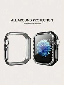 1 Pieza Estuche Protector De Pantalla Incrustado De Diamantes Electrolíticos Para Relojes Apple De 38/40/41/42/44/45mm Se/9/8/7/6/5/4/3/2/1