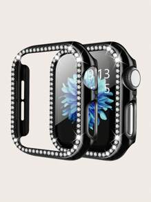 1 Pieza Estuche Protector De Pantalla Incrustado De Diamantes Electrolíticos Para Relojes Apple De 38/40/41/42/44/45mm Se/9/8/7/6/5/4/3/2/1