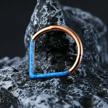 1個水滴蛋白石316L不鏽鋼鉸鏈鼻環，16G圓環環形穿刺珠寶 - 金黃色 - 查看 3