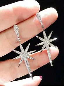 1對時尚立方氧化鋯星星吊墜耳環,適用於女性婚禮、訂婚、紀念日派對,情人節禮物首選 - 1# - 查看 7
