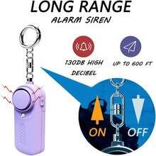 自衛安全聲個人警報器鑰匙扣 - 130分貝警報聲音安全防護裝置帶led燈 - 緊急安全警報鑰匙鏈口哨,適用於女性,女孩,老年人,老年人,電池供電（不含電池） - 彩色 - 查看 3