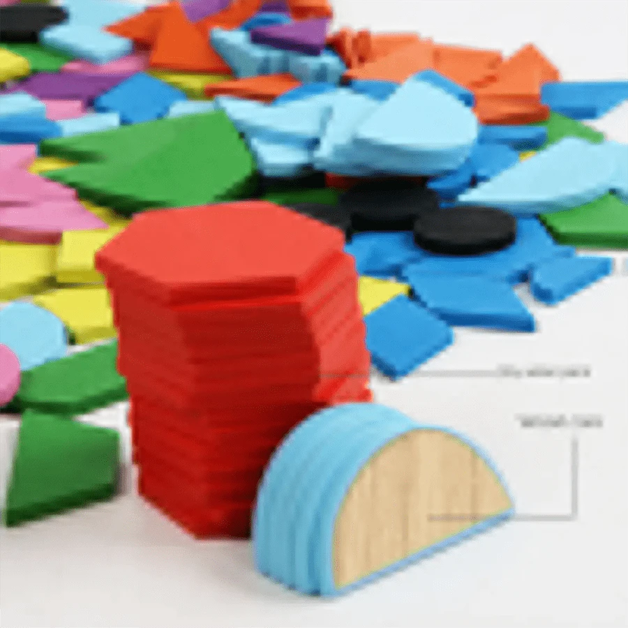 210pcs Wooden 3d Puzzle - Geometric Tangram Puzzle - Montessori ...