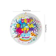 10入/組9英吋蛋糕圖案圓紙盤,適用於彩虹蛋糕主題派對和家庭聚會裝飾 - 彩色 - 查看 2