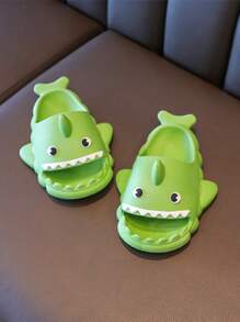 儿童带孔鲨鱼拖鞋新款夏季卡通防滑软底室内家居鞋适合幼儿男童女童 - 綠色 - 查看 3