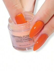 Misscheering 指甲藝術純色浸漬粉1入組，水晶粉末指甲魅力細粉末指甲裝飾，適用於女性或女孩日常指甲藝術DIY造型 - 橘色 - 查看 3