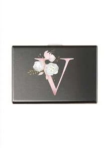 1pc 6-Card Slots Card Holder, Men's RFID Blocking Aluminum Alloy Super Slim Wallet, Letter Print Wallet - Black - View 14