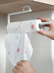 1pc Kitchen Roll Paper Holder, Wall Mounted Cabinet Storage Rack For Cling Film And Cloth, Suitable For Bathroom/Kitchen/Household Storage Organizer - White - View 3