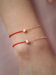 1 件个性化奢华 S925 纯银和红绳手链，女士礼物配饰 - 銀色 - 查看 3