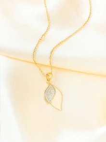 1pc 925 Silver Cubic Zirconia Simple & Stylish Necklace Suitable For Women's Daily Wear, Commuting, Autumn And Winter, A Great Gift For Jewelry Lovers - Yellow Gold - View 1