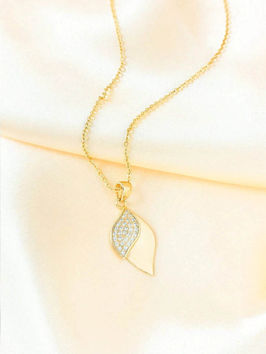 1pc 925 Silver Cubic Zirconia Simple & Stylish Necklace Suitable For Women's Daily Wear, Commuting, Autumn And Winter, A Great Gift For Jewelry Lovers - Yellow Gold - View 1