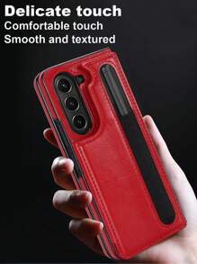 Wallet Purse PU Leather Case Compatible With Samsung Galaxy Z Fold 5 4 3 5G With Credit Card Slots Holder, Compatible With Samsung Z Fold5 Fold4 Fold3 5G Stand Shockproof Phone Bag Cover - Red - View 6