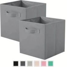2pcs Non-Woven Fabric Foldable Clothes Storage Box, 2pcs Book & Toy Storage Box, 2pcs Storage Box - Grey - View 4