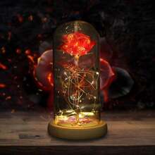 Glass Dome Preserved Rose Flower Table Lamp - Roses - View 1