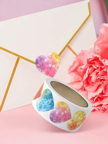 500入/捲情人節心形貼紙,可用於裝飾和密封購物中心禮品,有8種不同的圖案作為禮品配件,也可以作為自粘標籤、禮盒貼紙、封貼——非常適合密封禮品和手工製作！ - 粉紅色愛心 - 查看 3