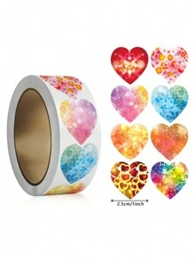 500入/捲情人節心形貼紙,可用於裝飾和密封購物中心禮品,有8種不同的圖案作為禮品配件,也可以作為自粘標籤、禮盒貼紙、封貼——非常適合密封禮品和手工製作！ - 粉紅色愛心 - 查看 7