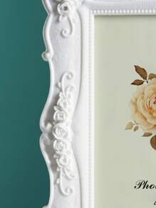 Rose Relief Photo Frame, White Plastic Poster Display Frame For Home Decor Gifts Birthday Graduation
