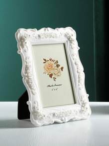 Rose Relief Photo Frame, White Plastic Poster Display Frame For Home Decor Gifts Birthday Graduation