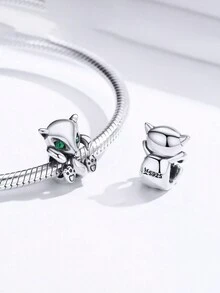 1Pc Fashionable 925 Sterling Silver Little Fox  Charm Bead  Fit  For Women Bracelets Bangles DIY Jewelry Making Fine Jewellery - Silver - View 4