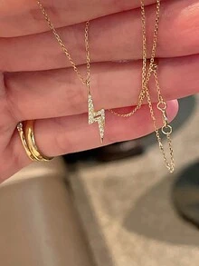 1Pc S925 Sterling Silver Lightning Pendant Necklace For Women Fine Ladies Jewelry Gift - Lightning Pendant Necklace - View 5
