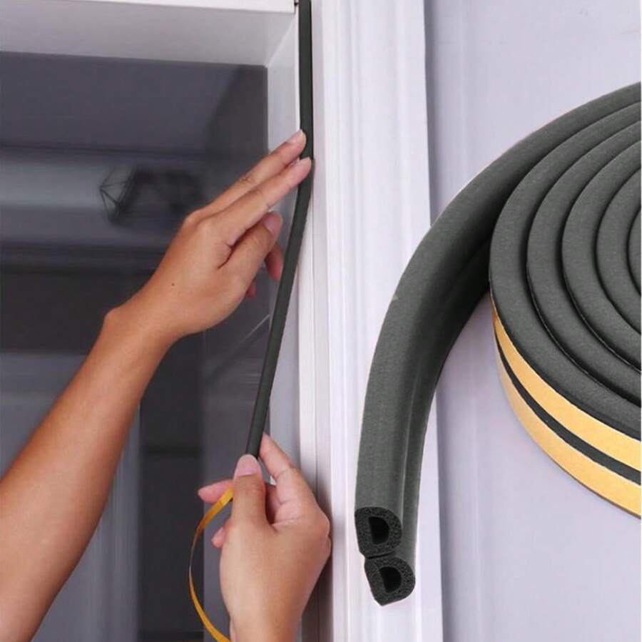 1卷5m雙d型9*6門窗密封條,隔音、抗碰撞、防水和防風 - 黑色 - 查看 1