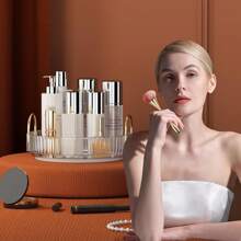 Makeup Organizer Box, Cosmetic Display Stand For Vanity, Lipstick And Skin Care Storage, Rotating Tabletop Perfume Rack, 360° Rotation,For Holiday Beach, Bathroom Collection, Bedroom Collection, Large Capacity