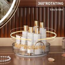 Makeup Organizer Box, Cosmetic Display Stand For Vanity, Lipstick And Skin Care Storage, Rotating Tabletop Perfume Rack, 360° Rotation,For Holiday Beach, Bathroom Collection, Bedroom Collection, Large Capacity