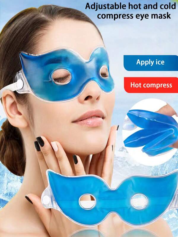 1pc Blue Soft Gel Eye Mask For Eye Care, Adjustable Hot & Cold Therapy Eye Mask Camping