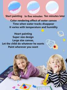 80*60cm豐富多彩字母設計大尺寸水彩畫布墊,配有2支筆、2個eva印章和著色本,適用於兒童繪畫玩具 - 彩色 - 查看 5