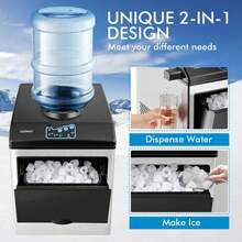 2-In-1 Stainless Steel Countertop Ice Maker Water Dispenser 48Lbs/24H W/ Scoop - Bạc - Xem 8