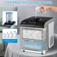 2-In-1 Stainless Steel Countertop Ice Maker Water Dispenser 48Lbs/24H W/ Scoop - Bạc - Xem 6