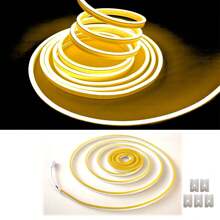 Neon LED Strip Lights,16.4 Ft/5m 12V DC 600 SMD2835 LEDs Waterproof Rope Light For Indoor Outdoor Home Decoration ( With Power Adapter) - Yellow - View 2