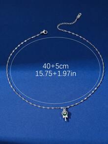 1pc Classic Four Colors Lollipop & Rhinestone Designed Copper Pendant Stainless Steel Chain Necklace, Suitable For Women'S Daily Wear - Pink - View 7
