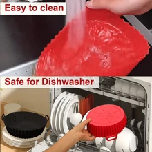 1pc Air Fryer Silicone Baking Pan, Foldable Air Fryer Silicone Baking Pan Mat, Anti-Stick Pad Thickened Silicone Baking Pan, High Temperature Resistant Reusable Baking Bowl, Household Baking Gadgets - Black - View 5