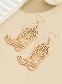 1 Pair Retro Vintage Western Cowboy Cowgirl Boot Earrings In 18k Gold, Silver, Coffee Color, Suitable For Women's Daily Wear, Holiday Gifts - Designed For Elegant And Charming Ladies