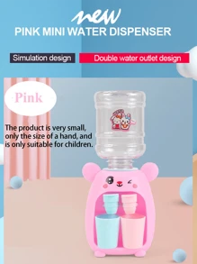1套粉藍色兔子童裝迷你飲水機玩具,雙出水口設計,仿真廚房玩具可加水,寶寶兒童飲料機,可愛拼圖塑料玩具,生日禮物 - 粉色 - 查看 3