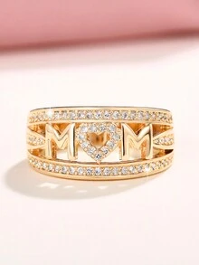 1枚優雅立方氧化鋯媽媽戒指,適用於女性母親節禮物紀念日晚會珠寶 - 1# - 查看 26