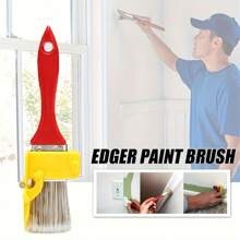 1/2 Pcs Paint Brush Set, Edging Tool For Color Separation, Portable Lightweight Cleaning Brush For Edging, Color Separation, Painting, Interior Wall Corners, Durable Wooden Handle, DIY Tool For Wall, Ceiling Edges Decoration, Home Renovation Manual Tool. Staining And Painting Sealant For Floors And Fences - Suitable For Water And Oil Brushes, Office Decor, Bedroom Decor, House Decor, Men's Tools - Red - View 7