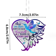 1pc Heart Shaped Angel Wings Bird Design Commemorative Pendant, Car Rearview Mirror Hanging Ornament, Backpack Accessory, Gift Tag, Home Decoration - Purple - View 4