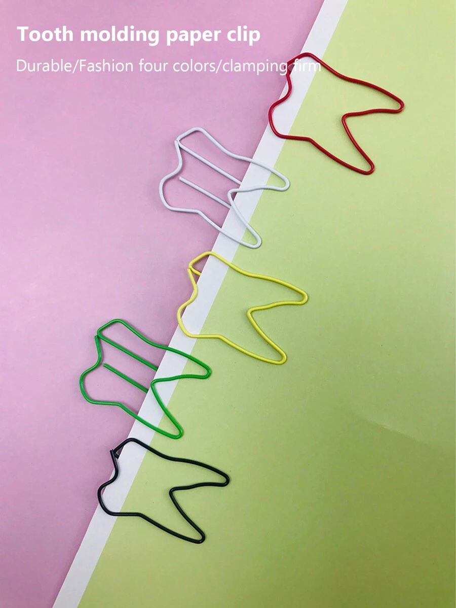 10 件裝多彩卡通風格創意形狀回形針,適合辦公室、學生學習、閱讀和寫作,顏色隨機 - 彩色 - 查看 1